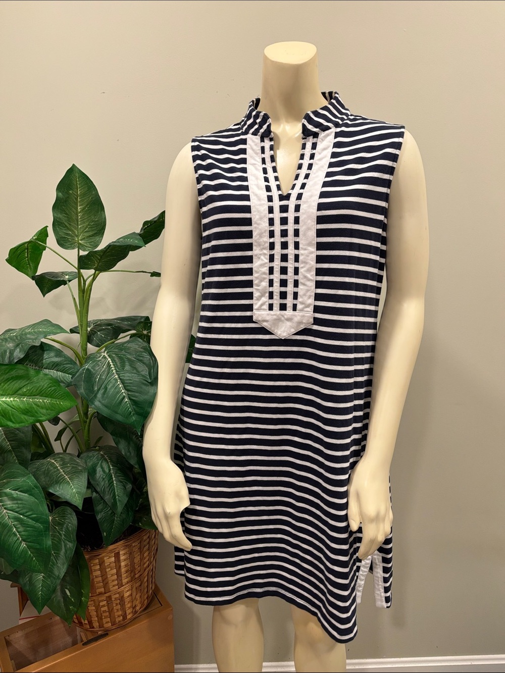 Duffield Lane MACKINAC Navy & White Striped Sleeveless Dress